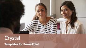  Presentation with daughter - Presentation design with mother and daughter meeting background and a coral colored foreground