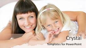  Presentation with daughter mother - Cool new slides with mother and daughter posing happily in bed shallow dof focus on daughter backdrop and a lemonade colored foreground