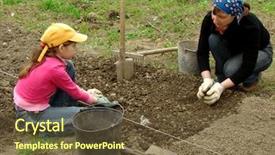  Presentation with daughter - Beautiful PPT theme featuring mother and daughter preparing vegetable backdrop and a tawny brown colored foreground