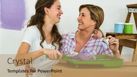  Presentation with wall paint - Audience pleasing presentation design consisting of mother and daughter preparing the paint for the wall backdrop and a coral colored foreground