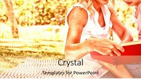  Presentation with novel - Beautiful theme featuring mother and daughter reading novel backdrop and a lemonade colored foreground