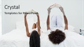  Presentation with social isolation - Presentation theme having mother and daughter reading novel background and a white colored foreground