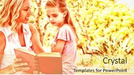  Presentation with novel - PPT layouts with mother and daughter reading novel background and a blonde colored foreground