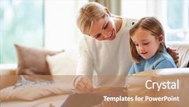  Presentation with story of an hour by kate chopin - Colorful PPT theme enhanced with mother and daughter reading story backdrop and a coral colored foreground