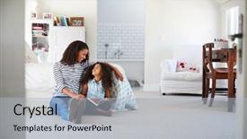  Presentation with girl reading - Colorful slide deck enhanced with mother and daughter reading backdrop and a light gray colored foreground