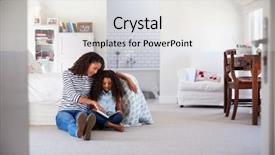  Presentation with children reading - Theme having mother and daughter reading background and a white colored foreground