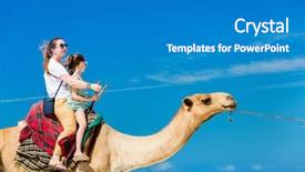  Presentation with white sand - Amazing slide set having mother and daughter riding camel backdrop and a gray colored foreground