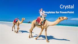  Presentation with family theray - Audience pleasing PPT theme consisting of mother and daughter riding camel backdrop and a teal colored foreground