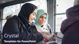  Presentation with public transport - Presentation theme with mother-and-daughter-riding-public background and a wine colored foreground