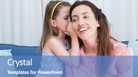  Presentation with sharing stories - Presentation design featuring mother and daughter sharing secrets background and a teal colored foreground