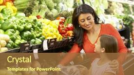  Presentation with shopping cart or supermarket trolley - Cool new presentation design with mother and daughter shopping backdrop and a tawny brown colored foreground