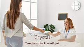  Presentation with voting - Presentation consisting of mother-and-daughter-smiling-confident background and a soft green colored foreground