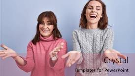  Presentation with acceptance - Slide deck having mother-and-daughter-standing-over background and a coral colored foreground