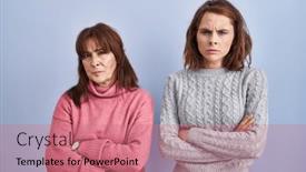  Presentation with negative - Presentation theme consisting of mother-and-daughter-standing-over background and a coral colored foreground