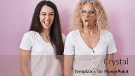  Presentation with emotion - PPT theme enhanced with mother-and-daughter-standing-together background and a coral colored foreground