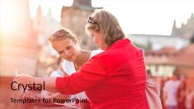  Presentation with city map - Colorful slide set enhanced with mother and daughter traveling - two backdrop and a red colored foreground