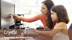  Presentation with hospital network computer - Beautiful presentation theme featuring mother and daughter using computer backdrop and a tawny brown colored foreground