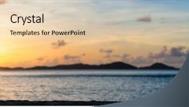  Presentation with tropical beach sunset - Beautiful slides featuring mother and daughter walking along backdrop and a lemonade colored foreground