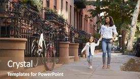  Presentation with daughter - Slides having mother and daughter walking down background and a violet colored foreground