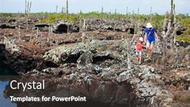  Presentation with ecuador - Slide set having mother and daughter walking at scenic terrain at los tuneles galapagos islands ecuador background and a dark gray colored foreground