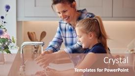  Presentation with infection - Cool new PPT layouts with mother-and-daughter-washing-hands backdrop and a coral colored foreground