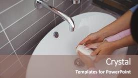  Presentation with hand washing - Slides enhanced with mother and daughter washing hands background and a coral colored foreground