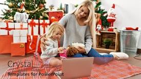  Presentation with movie - Theme enhanced with mother-and-daughter-watching-movie background and a coral colored foreground