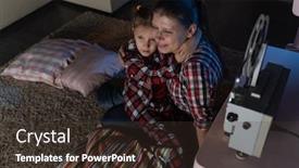  Presentation with vintage movie - PPT layouts with mother-and-daughter-watching-old background and a tawny brown colored foreground