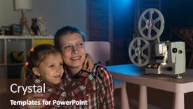  Presentation with vintage movie - Colorful slide deck enhanced with mother-and-daughter-watching-old backdrop and a tawny brown colored foreground