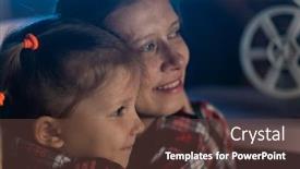  Presentation with vintage movie - Slide deck featuring mother-and-daughter-watching-old background and a tawny brown colored foreground
