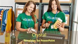  Presentation with barcode - Presentation design featuring mother-and-daughter-wearing-volunteer background and a tawny brown colored foreground