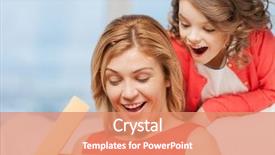  Presentation with box bridge - PPT layouts featuring mother and daughter with box background and a coral colored foreground