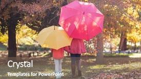  Presentation with rear view mirror - PPT theme enhanced with mother and daughter with umbrella background and a  colored foreground