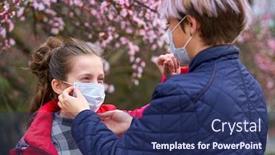  Presentation with allergies - Colorful PPT layouts enhanced with mother-and-daughter backdrop and a navy blue colored foreground
