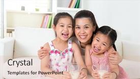  Presentation with parent children - Colorful slide deck enhanced with mother and daughters drinking milk backdrop and a lemonade colored foreground