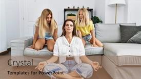  Presentation with childs - Slide deck with mother-and-daughters-having-relax background and a coral colored foreground