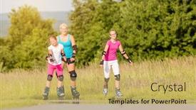  Presentation with country - Theme enhanced with mother-and-daughters-rollerblading background and a yellow colored foreground