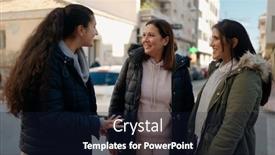  Presentation with speaking - PPT theme with mother-and-daugthers-smiling-confident background and a wine colored foreground