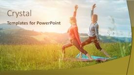  Presentation with morning sunrise - Presentation theme with mother-and-dauther-doing-yoga background and a cream colored foreground