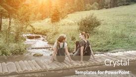  Presentation with forest bridge - Presentation enhanced with mother-and-douther-hikers background and a coral colored foreground