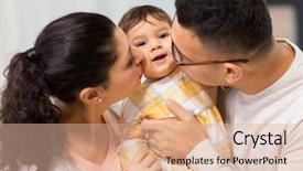  Presentation with mother baby - Presentation with mother and father kissing baby background and a lemonade colored foreground