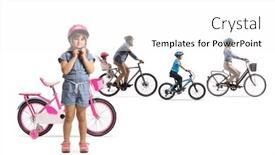  Presentation with bicycles - PPT theme consisting of mother-and-father-with-children background and a white colored foreground