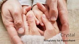 Presentation with mother child - Amazing slide deck having mother-and-grandmother-hold-hands backdrop and a coral colored foreground