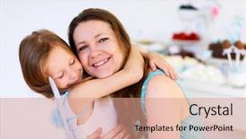  Presentation with birthday party - Presentation theme with mother and her adorable little daughter on a birthday party background and a coral colored foreground