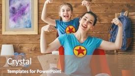  Presentation with child superhero - PPT theme featuring mother and her child playing background and a coral colored foreground