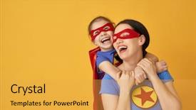 Presentation with mother child - PPT theme enhanced with mother and her child playing background and a yellow colored foreground