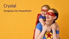  Presentation with mother child - Cool new presentation theme with mother and her child playing backdrop and a yellow colored foreground