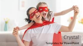  Presentation with mother child - Slide set featuring mother-and-her-child-playing background and a coral colored foreground