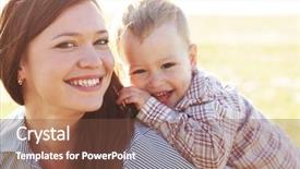 Presentation with mother and child health care - Beautiful PPT theme featuring mother and her child playing backdrop and a  colored foreground