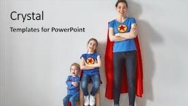  Presentation with mom kids - Cool new slide deck with mother and her children playing backdrop and a light gray colored foreground